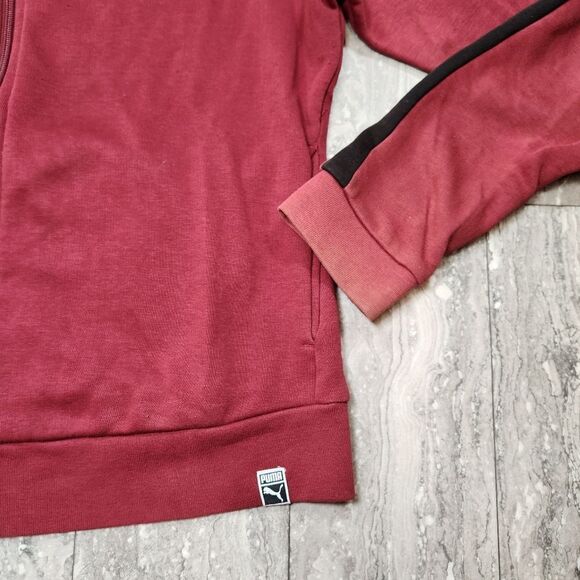 🇬🇪🍑Vintage Puma Burgundy & Black Zippered Track Jacket XLarge - Picture 10 of 11